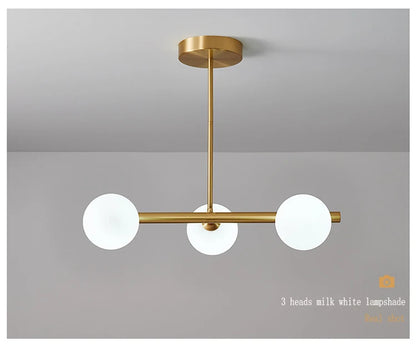 OUDELADILong dining table pendant lights Brass Lighting fixtures living room Restaurant  Kitchen Island Glass ball Chandelier