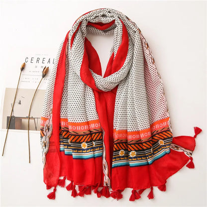 2020 New Fashion Print Summer Women cotton Scarf Polka Dot Beach Hijab Shawls and Wraps Female Foulard Echarpe Designer Bandana