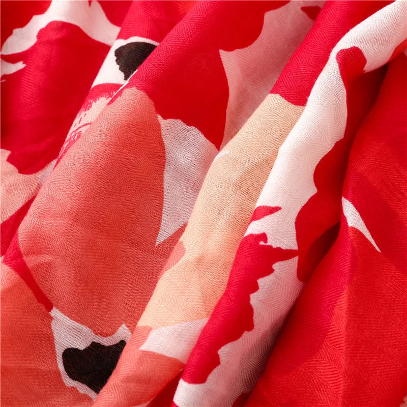 2026 Luxury Brand Ink Painting Floral Tassel Viscose Shawl Scarf Lady High Quality Pashmina Hijab and Wraps Foulard Muslim Sjaal