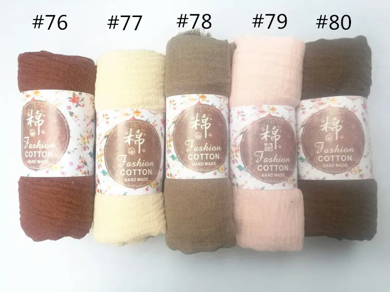 12pcs/lot Plain Wrinkle Wrap Cotton Viscose Long Shawl Scarf Women Crinkle Hijab Shawl Muslim Head Hijab scarf wholesale