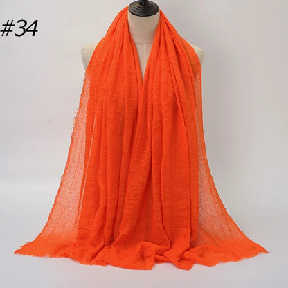 Hot Crinkle Cotton Hijab Scarf Women Scarves Bandana Turban Headscarf Muslim Shawl Africa Wrap Headband Islamic Shawls Headband