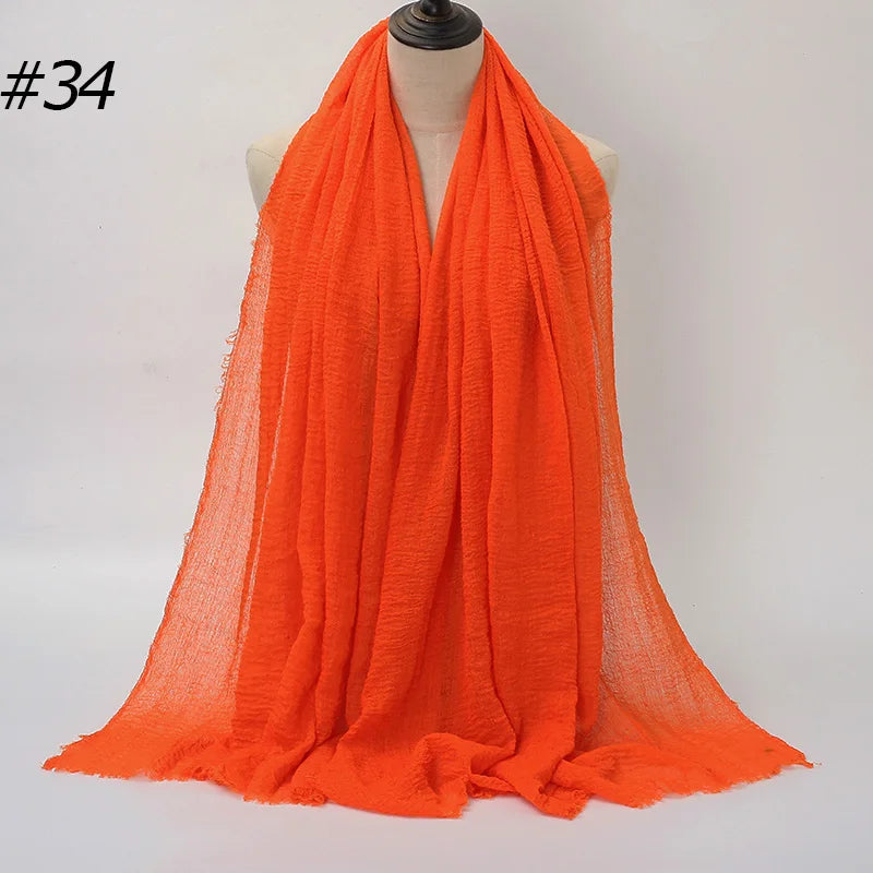 Hot Crinkle Cotton Hijab Scarf Women Scarves Bandana Turban Headscarf Muslim Shawl Africa Wrap Headband Islamic Shawls Headband