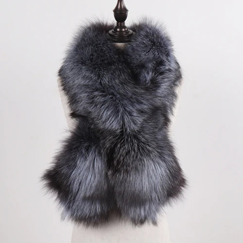 New Winter Lady Natural Luxury Real Fox Fur Scarf Shawl Full Pelt Warm Soft 100% Genuine Fox Fur Scarves Women Real Fur Muffler