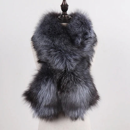New Winter Lady Natural Luxury Real Fox Fur Scarf Shawl Full Pelt Warm Soft 100% Genuine Fox Fur Scarves Women Real Fur Muffler