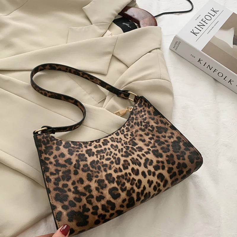 Gusure Fashion Leopard Pattern Shoulder Women Bag Hand Bag Personality Wild Pu Leather Designer Purses and Handbags