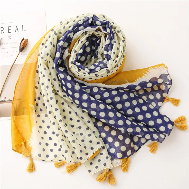2020 New Fashion Print Summer Women cotton Scarf Polka Dot Beach Hijab Shawls and Wraps Female Foulard Echarpe Designer Bandana