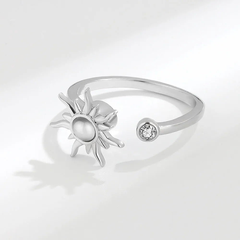 Anti Stress Anxiety Fidget Rings for Women Stainless Steel Sunflower Sun Star Spinner Ring Christmas Jewelry Gifts Dropshipping
