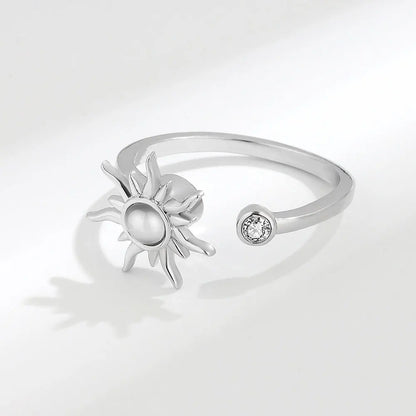 Anti Stress Anxiety Fidget Rings for Women Stainless Steel Sunflower Sun Star Spinner Ring Christmas Jewelry Gifts Dropshipping
