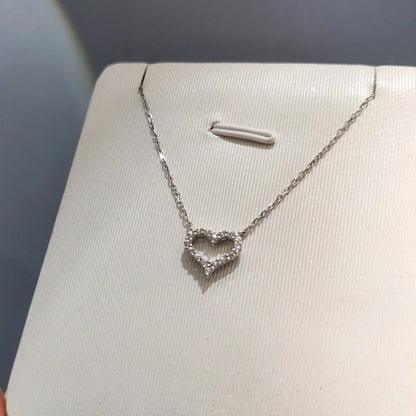 Classic 10K White Gold Total 1 Carat Brilliant Cut Pass Diamond Tester D Color Moissanite Heart Pendant Necklace Women Jewelry