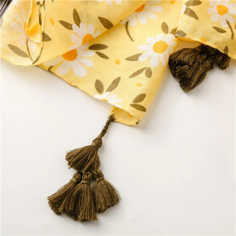 2026 Luxury Brand Ink Painting Floral Tassel Viscose Shawl Scarf Lady High Quality Pashmina Hijab and Wraps Foulard Muslim Sjaal