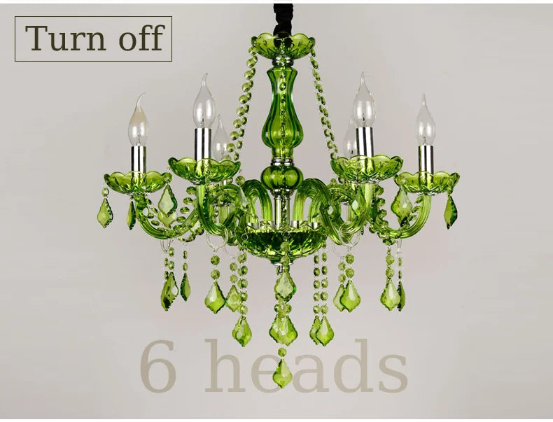 Luxury Green Crystal Chandelier Wedding Parlor Bedroom Villa Hanging Lamp Hotel Restaurant Cafe Bar E14 Candle Pendant Lights