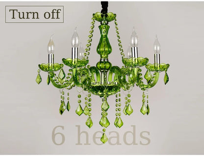 Luxury Green Crystal Chandelier Wedding Parlor Bedroom Villa Hanging Lamp Hotel Restaurant Cafe Bar E14 Candle Pendant Lights