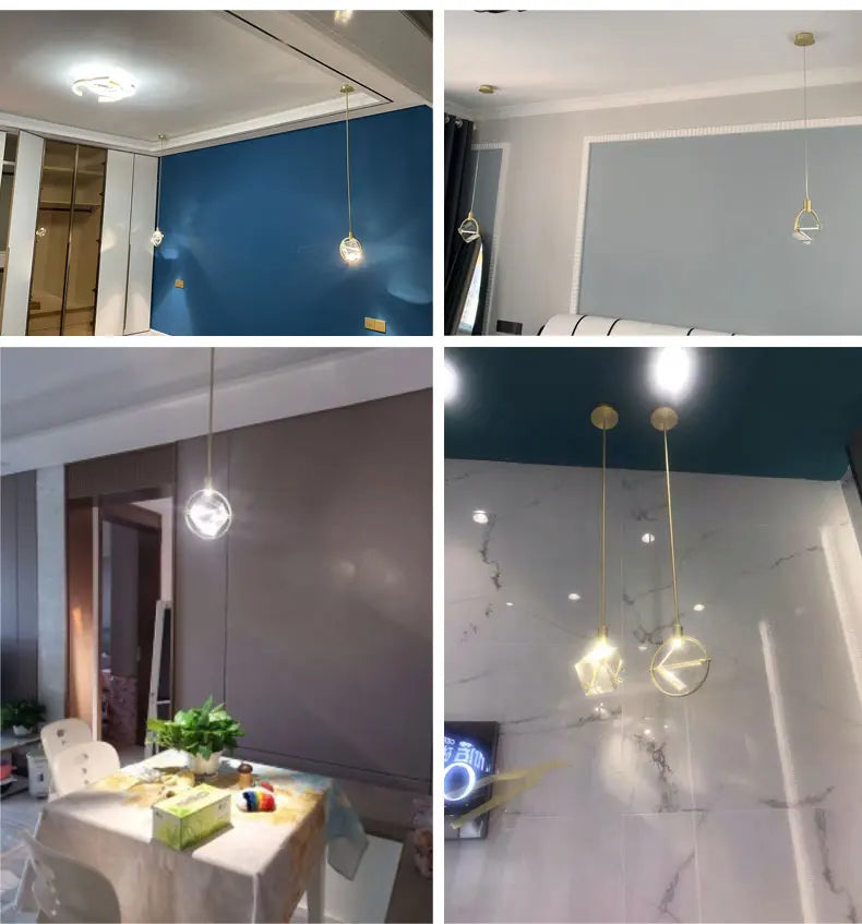Crystal Led Pendant Lights Kitchen Fixture Suspension Bedside Hanging Lamp Nordic Loft Living Room Dining Room Indoor Home Decor