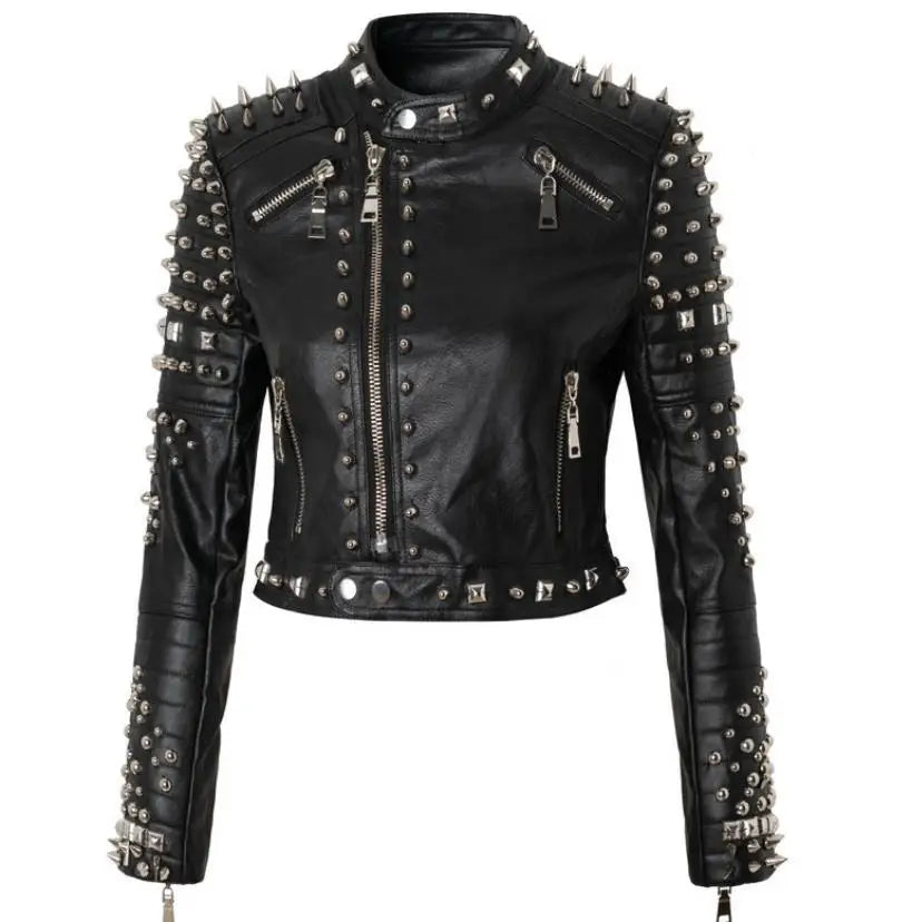 3xl women and men rivet beading pu leather jacket hit color streetstyle Graffiti outerwear letters printed leather jackets