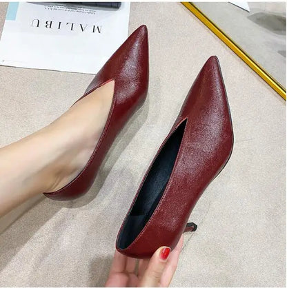Sandals Luxury Brand Sexy Dress Shoes Elegant Chunky High Heeeled Pumps Sexy Pointed Toe Evening Shoes Women Shoes V Cut Shoes