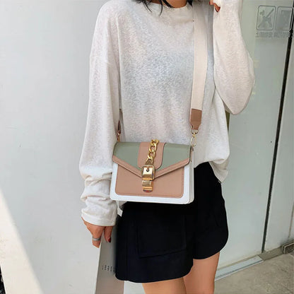 Yogodlns Small Summer Contrast Color PU Leather Crossbody Bags For Women New  Chain Shoulder Messenger Handbags Lady Hand Bag