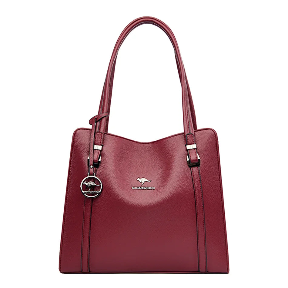 Genuine Soft Pu Leather Handbags for Women Vintage Shoulder Tote Bag Luxury Designer Ladies Large Capacity Purse Bags Sac A Main