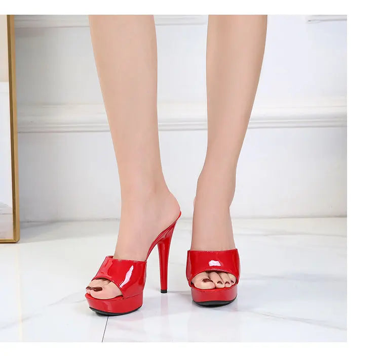 Women Shoes Sandals 2020 Summer Outside Slippers High Heels 9cm sexy High Platform Open Toe Stiletto Ladies Slides Party shoes