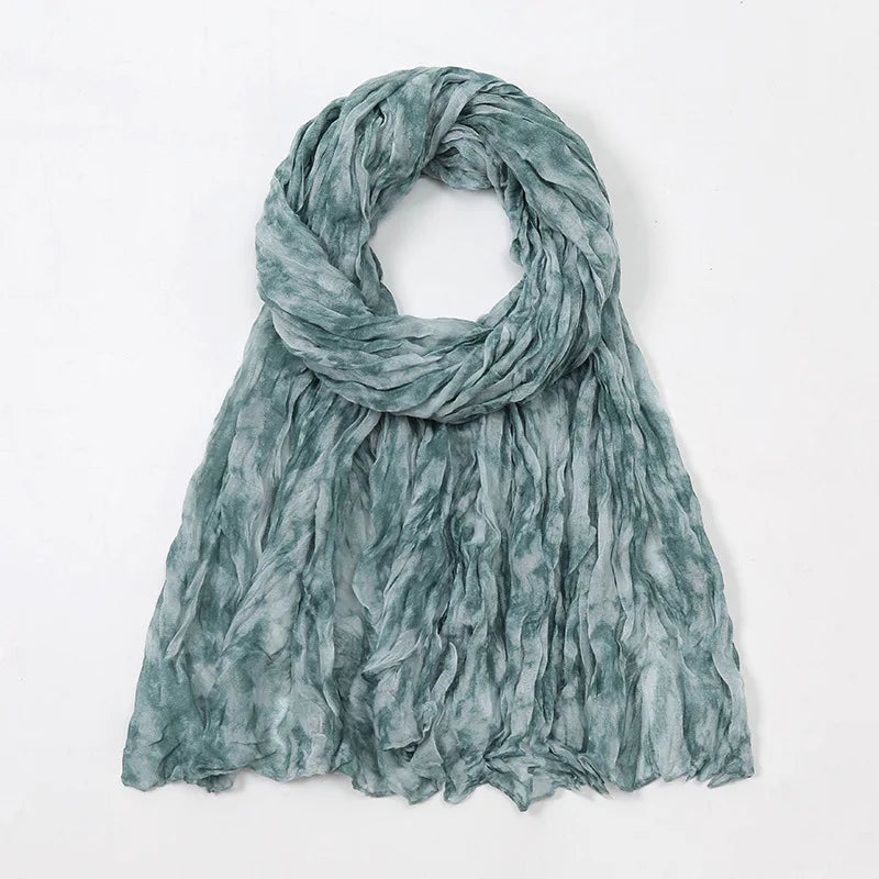 Spain Lovely Polka Floral Crinkle Viscose Shawl Scarf Lady Soft Thin Beach Wrap Pashmina Stole Bufandas Muslim Hijab 175*85Cm