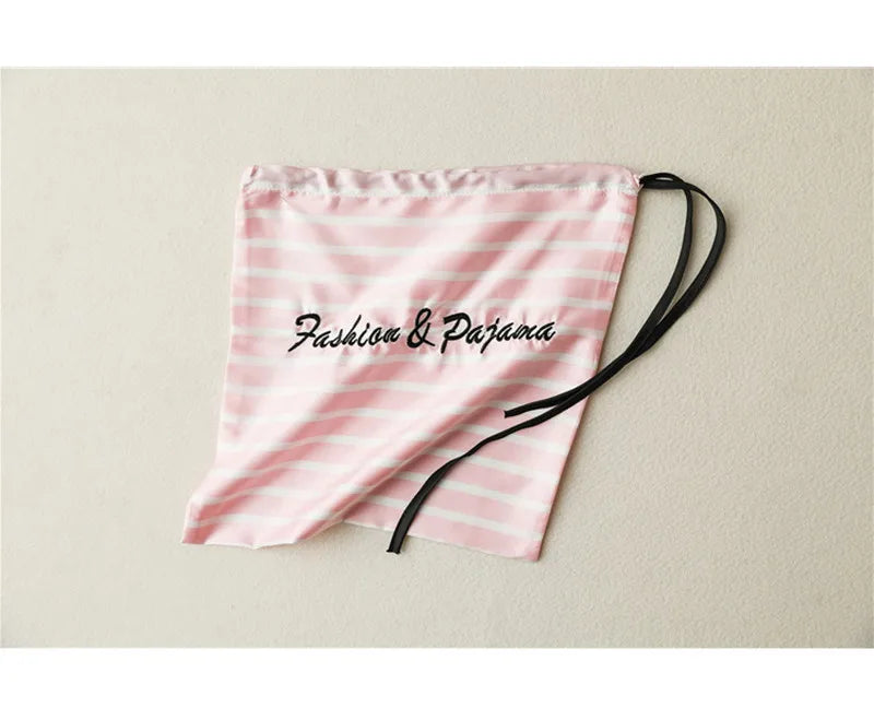 Women's Plus Size 7 Piece Soft Smooth Rayon Pajama Set, V-Neck Loungewear, Pink Striped Sleepwear