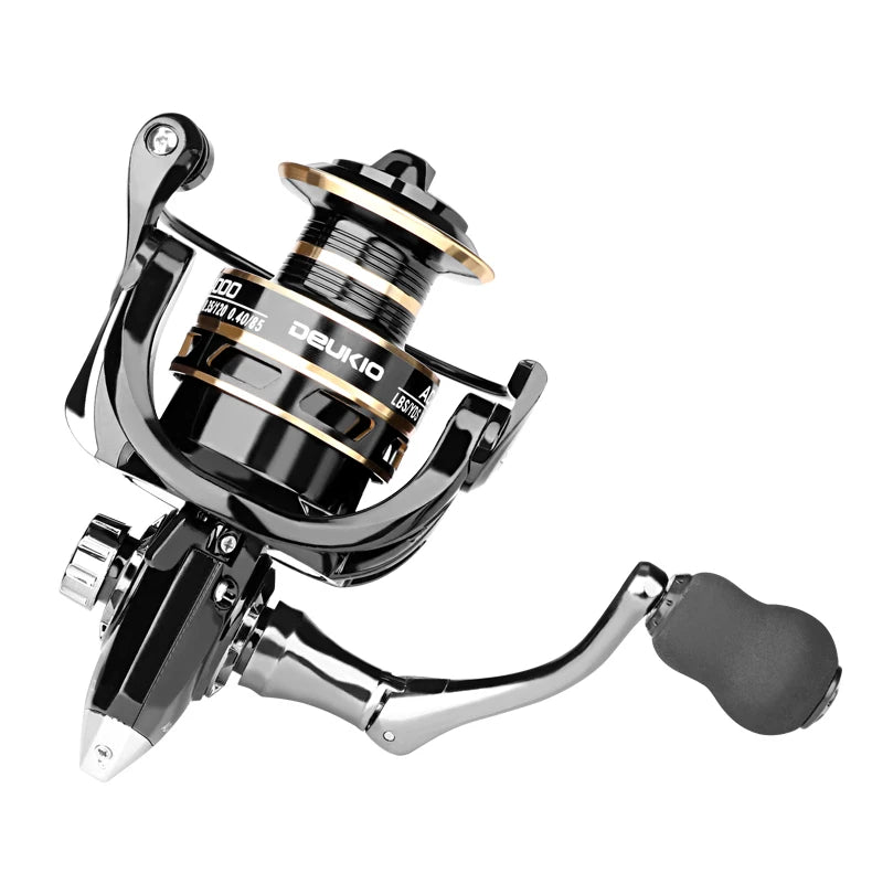 DEUKIO Spinning Reels 12KG Max Drag Carrete De Pesca 5.2:1 Metal Handle Fishing Reel Coils Reel for Fishing Accessories 2023