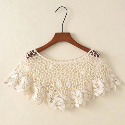 Women Vintage Crochet Knit Cape Elegant Cute Lace Short Hollow Out Shawls Shrug Poncho Wedding Bridal Evening Dress Lace Scarf