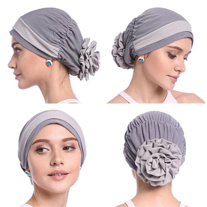 H133 Forehead two colors Turban hijab Stretch Inner Hijabs Full cover Caps Ready To Wear Women Head Scarf Under Hijab Bo