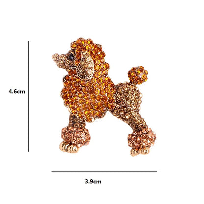Wuli&baby Sparkling Rhinestone Poodle Dog Brooches Women 2-color Animal Party Casual Brooch Pins Gifts