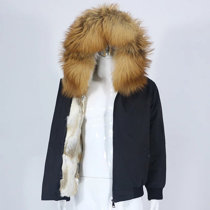 OFTBUY Waterproof Men Bomber Parka Winter Jacket Natural Real Raccoon Fox Fur Coat Collar Hooded Rabbit Liner Streetwear
