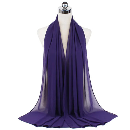 Muslim Chiffon Hijab Scarf Women Long Solid Color Head Wrap For Women Hijabs Scarves Ladies Muslim Veil Jersey Hijabs
