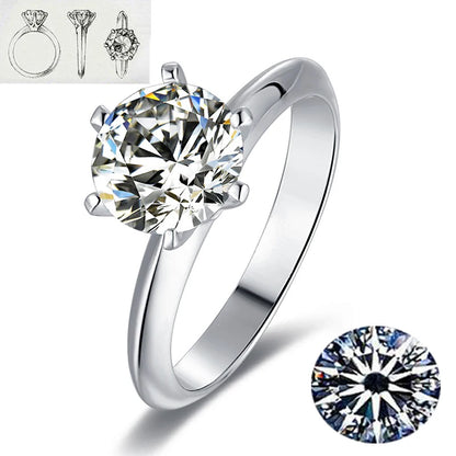 Classic D Moissanite Six Claw Ring S925 Sterling Silver Luxury Wedding Anniversary Jewelry Rings Wholesale