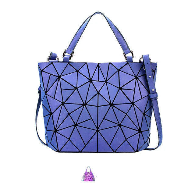 Luminous Bag Sequins Geometric Bags for Women 2024 Quilted Shoulder Bags Laser Plain Folding Female Handbags Bolsa Feminina