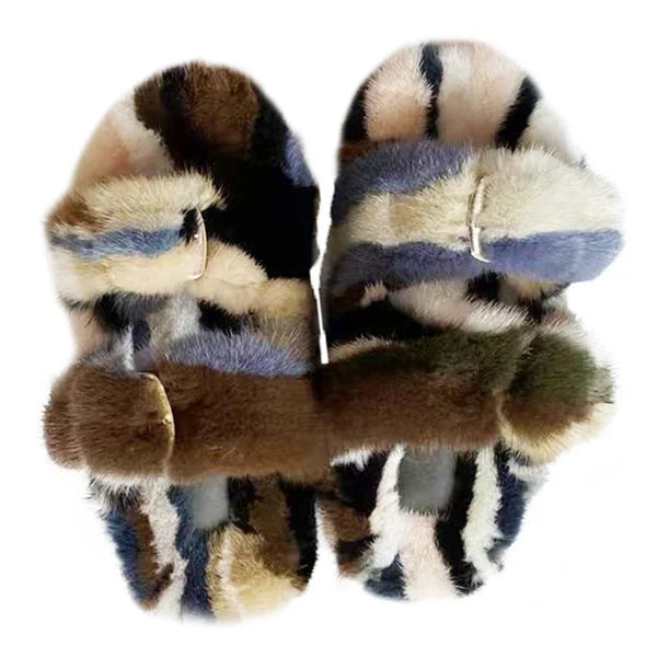 Slippers Ladies Summer Fluffy Mink Fur Slippers 100% Mink Fur Slippers Ladies Sandals 2021 Home Slippers Girls Outdoor Slippers