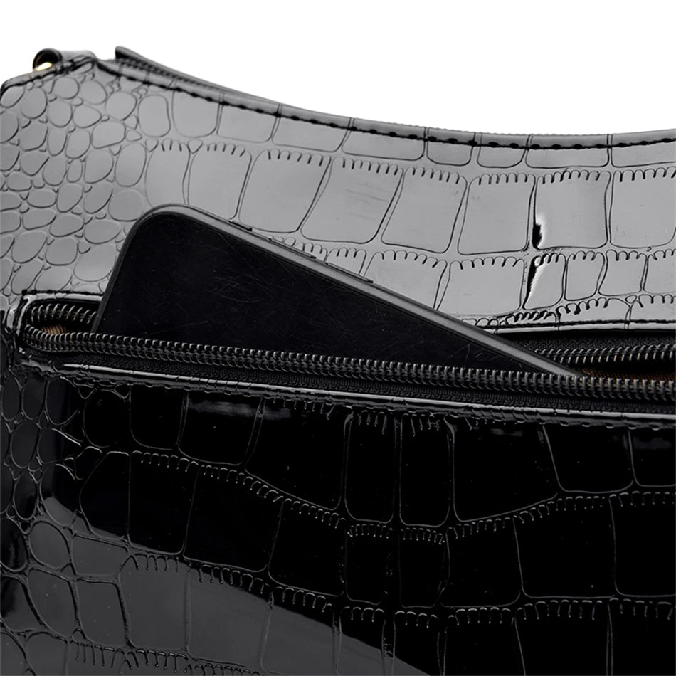 3 Layers Women Handbag Purses Luxury Designer Patent Leather Shoulder Messenger Crossbody Bags for Female Vintage Sac A Main New