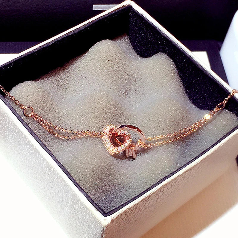 Korean Fashion Exquisite Luxury Lady Bracelets Buckle AAA Top Quality Bangles Shine Women Trend Charm Jewelry Romantic Pendant