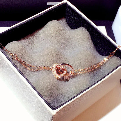 Korean Fashion Exquisite Luxury Lady Bracelets Buckle AAA Top Quality Bangles Shine Women Trend Charm Jewelry Romantic Pendant