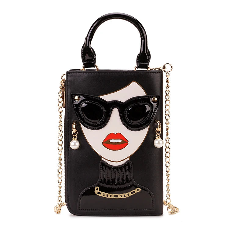 Sexy Lady Face Purses and Handbags for Women Fashion Designer Chain Shoulder Bag Party Clutch Funky Female Crossbody Bags 2022