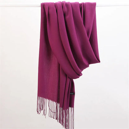 Fashion Solid Color 2023 Women Scarf Winter Hijabs Tessale Tassels Long Lady Shawls Cashmere Like Pashmina Hijabs Scarves Wraps