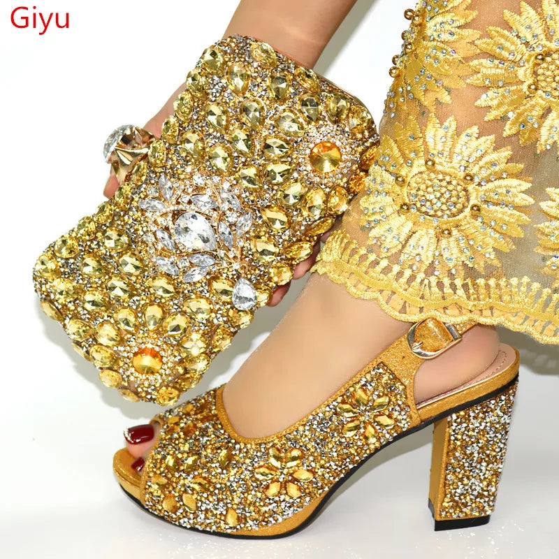 Doershow Women Shoes and Bags To Match Set Italy Party Pumps Italian Matching Shoe and Bag Set for Party shoes! 1-2