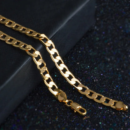 Noble 18K gold Charms 8MM sideways chain Necklace for Men women Luxury Fashion Party Wedding Versatile Jewelry Christmas Gifts