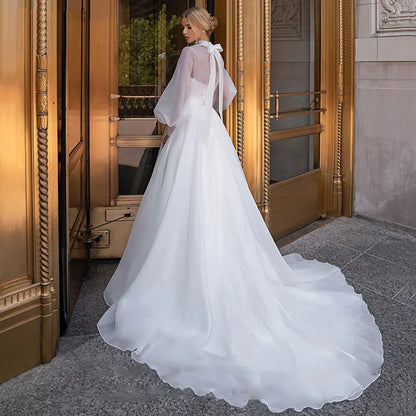 Boho Wedding Dresses For Women A Line Puff Sleeve Elegant Organza Sweetheart Muslm Bride Gown 2022 vestidos de novia Robe De Ma