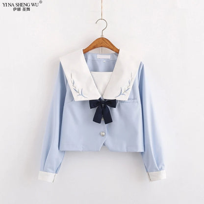 Japanese School JK Uniform Long Short Sleeve Shirt Pleated Skirt Suits Teenage Girls Cheerleading Chorus Party Sailor Uniforms
