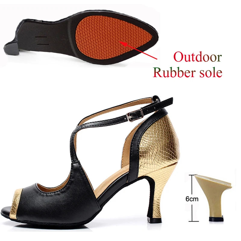 Latin Dance Shoes For Women Tango Salsa Dance Shoes for Girls High Heels 10cm Gold Red Summer Sandals for Women Dance Shoes
