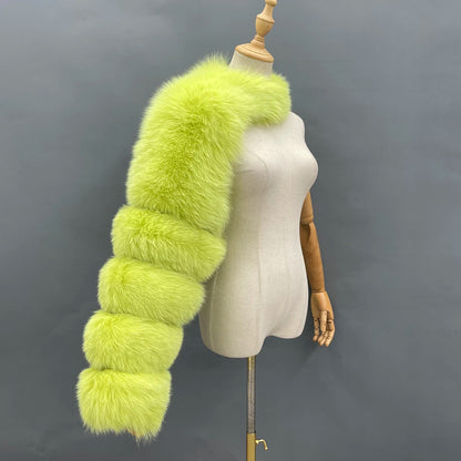 Fur Sleeve Women Fashion Luxury Real Fox Fur Coat Single Sleeve New Arrival