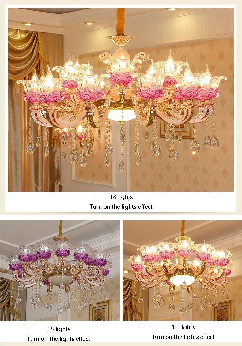 Luxury Living Room Chandelier Crystals Glass Hall Main Pendant Lamps Restaurant Bedroom French Creative Hanging Light Luminaire