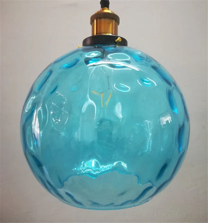 Modern LED Pendant Lights Blue Glass Ball Living Room Decor Home Decorations Kitchen Hanging Lustre Pendant Lamp Luminaria