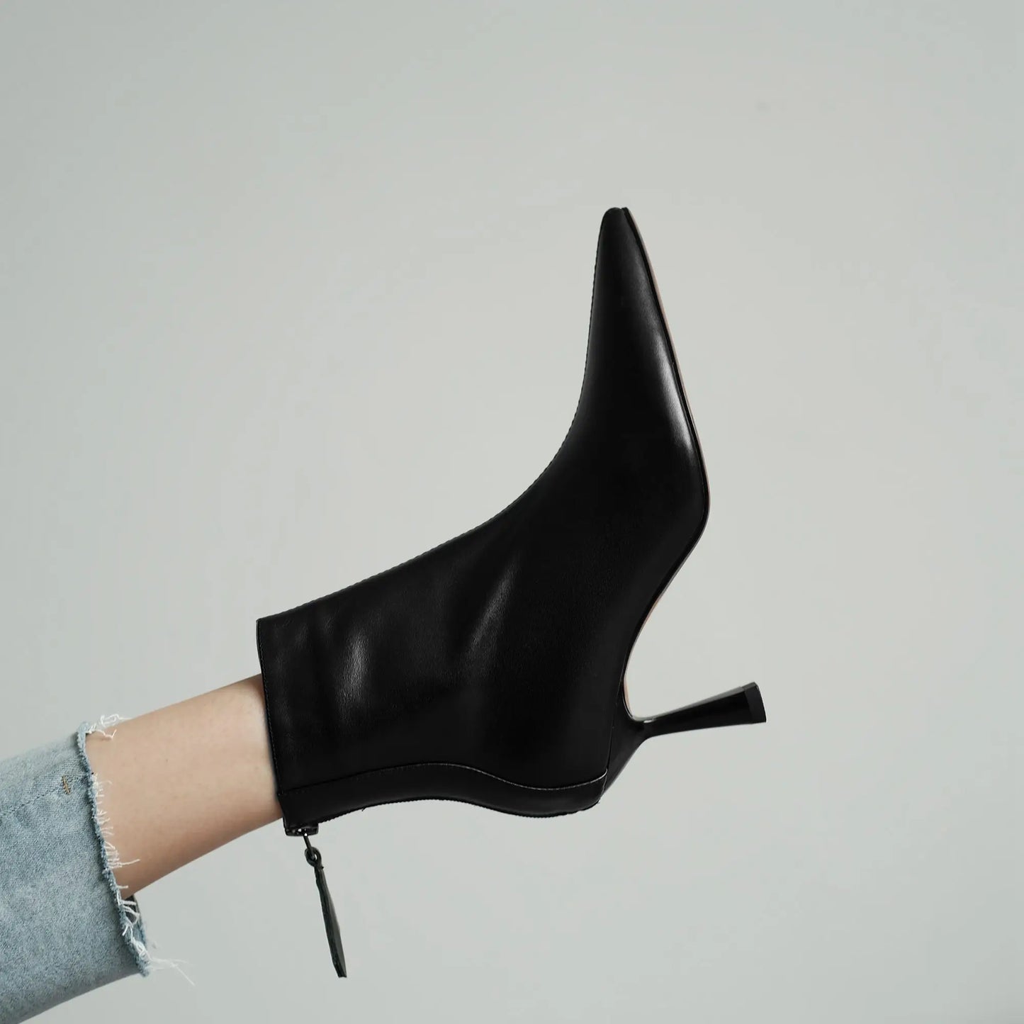 Krazing Pot Big Size 42 Cow Leather Pointed Toe High Heels Chic Design Concise Winter Spring Shoe Dress Warm Wedding Ankle Boots