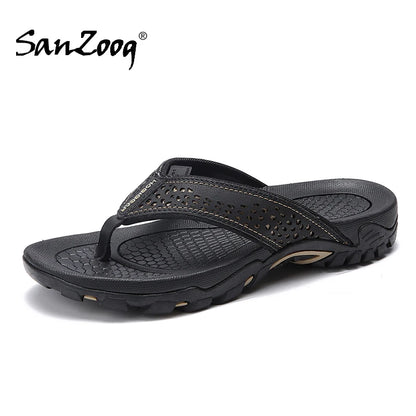 Summer Outside PU Leather Mens Flip Flops Slippers Outdoor Beach Shoes Flip Flop Plus Big Size 49 50 51 52 Hot Sale Dropshipping