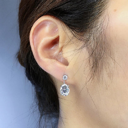 Huitan Simple Stylish Big Oval CZ Women Drop Earrings Elegant Female Accessories Brilliant Cubic Zirconia Earring Trendy Jewelry