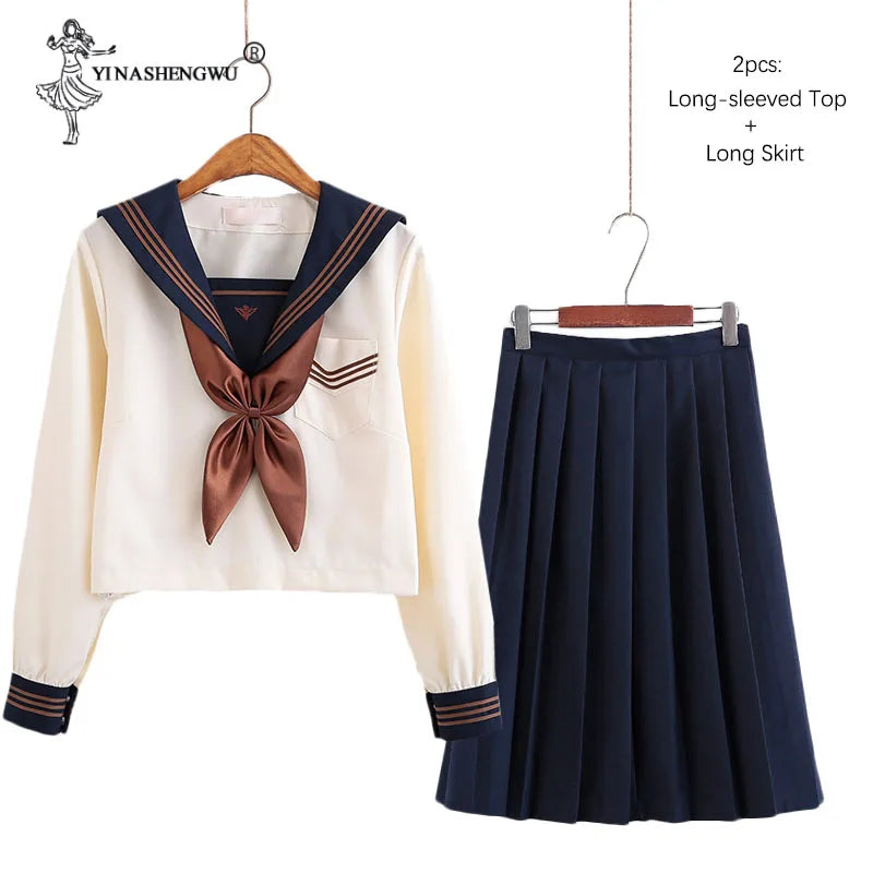Japanese School Uniforms Anime COS Sailor Suit Jk Uniforms College Middle School Uniform For Girls Students Light Yellow Costume